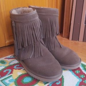 Taupe Fringe Ugg Boots - Koolaburra